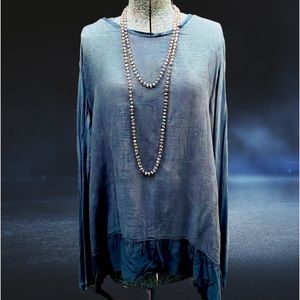 NEESH BOUTIQUE BLACK LONG SLEEVE RUFFLED TUNIC TOP - L - NWT ! 🖤